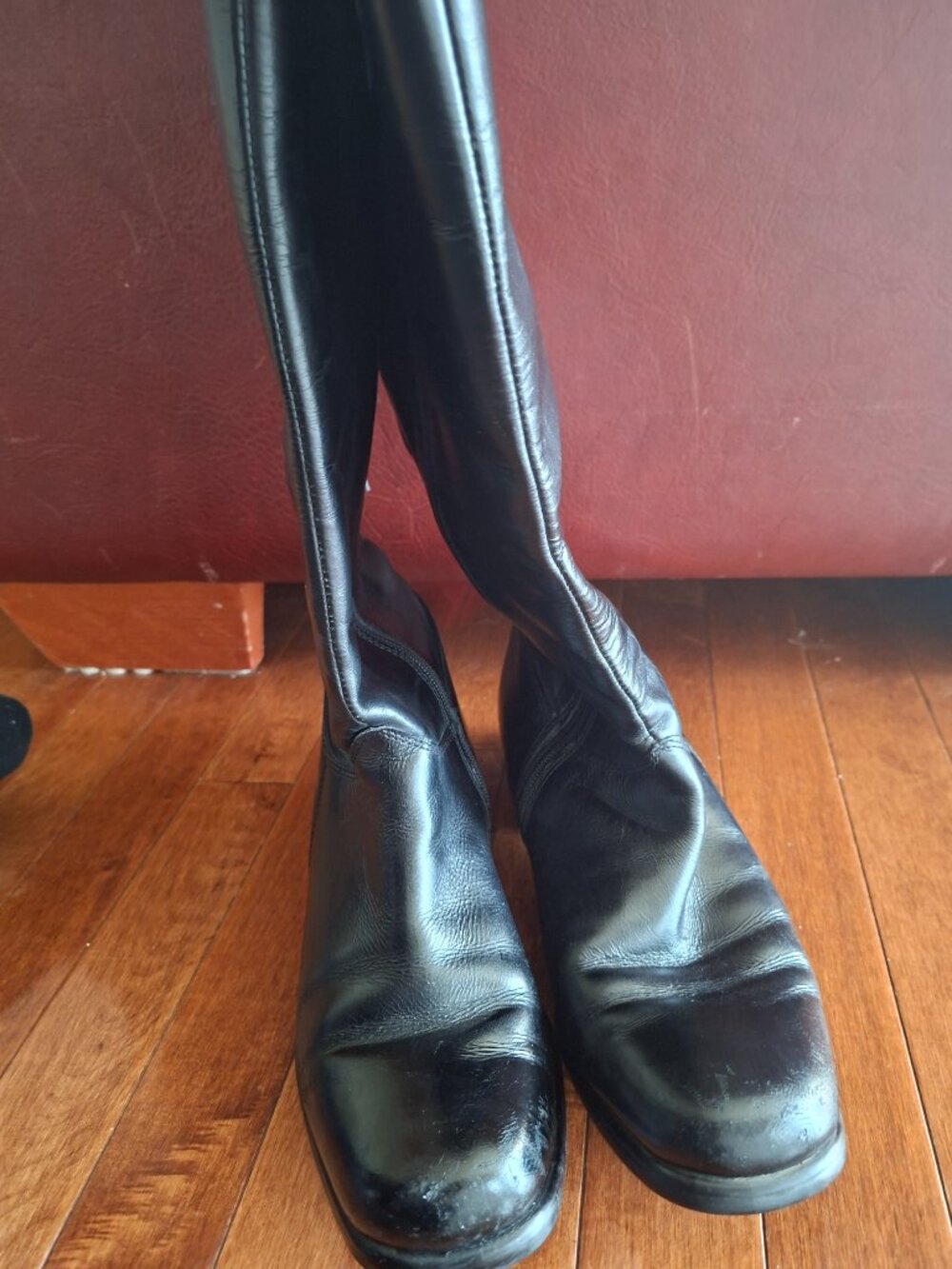 Togo Leather, tall boot. Black Lace up size 10
